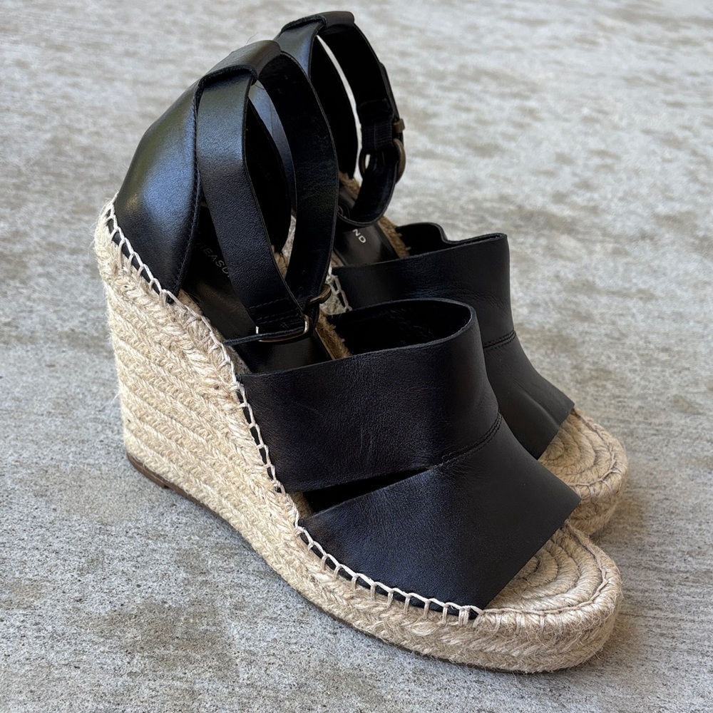 Treasure & Bond Black Leather Espadrille Sandals